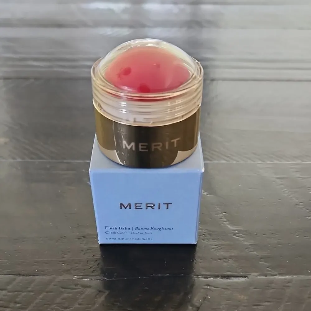 MERIT BEAUTY Flush Balm Creamy Blush & Lip Tint Shade Rouge Sheer Red Full Size